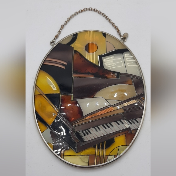 Vintage PAUL BRENT Hand Painted AMIA of Denver Glass Panio Music Sun Catcher - Picture 6 of 8
